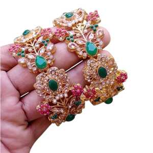 Trendy Artificial <b>Bangles</b> for Women with Fashion Jewelry <b>Sets</b> Gold Plated Stackable Bracelet Wedding Gift Collection - Product Image 1