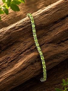 Luxvory Wholesale 7.5 Inch Peridot Tennis <b>Bracelet</b> 925 Sterling Silver White Gold Plated Luxury Jewelry Unisex - Product Image 3
