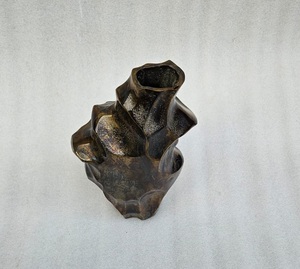 Modern Handmade Metal Tabletop <b>Vase</b> Geometric Design Textured Finish Black Decorative Art Piece - Product Image 6