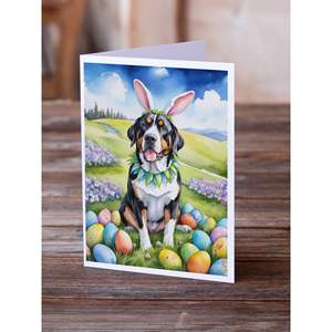 Whimsical A7 tamaño 5x7 notas en blanco tarjetas de felicitación paquete 8 mayor para Swiss Mountain Dog Easter Egg Hunt diseños con sobres - Product Image 2