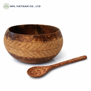 Bol en Coque de Noix de Coco Fait Main, Durable et Écologique, Design Vintage Gravé, Non Toxique, Résistant à la Chaleur - Vente en Gros - Product Image 1