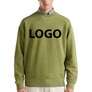 Sweat-shirt à col rond pour homme, couleur olive, prix abordable, logo imprimé sur le devant, coupe classique, décontracté, pour l'automne - Product Image 4