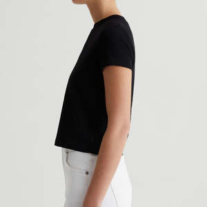 Camiseta Corta Personalizada para Mujer, Cuello Redondo, Estilo Vintage de los 90, Algodón y Elastano, Color Negro, Manga Corta, OEM - Product Image 3