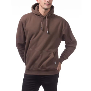 Men's <b>Brown</b> Hooded Sweatshirt Regular Fit Casual Autumn Wear Pocket Design Knitted Fleece 100% Cotton - Product Image 3