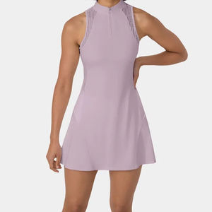 Jupe de tennis en tissu, jupe de golf sans manches, robe de tennis personnalisée avec étiquette privée, jupe de pickleball avec poche pour balles, anti-transpiration - Product Image 1