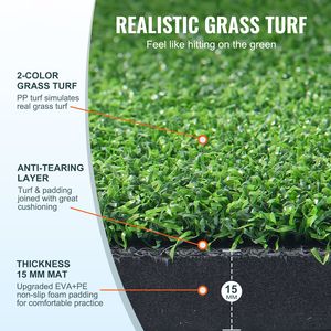 Tappetino da Golf 5x5ft in Erba Sintetica Rinforzata con 3 Tee in Gomma, Materiale EVA, Ausilio per l'Allenamento Golfistico - Product Image 2
