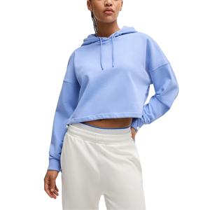 OEM Customized Heavyweight 420 GSM Women's Oversized Crop Hoodie Embroidered Puff Print Sweatshirt with Hooded Collar for Winter - Product Image 2