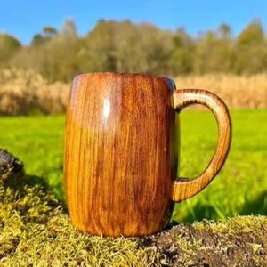 Mug à café en bois japonais décoratif, fait main, écologique, en bois naturel, tasse à bière, cadeau, vaisselle - Product Image 4