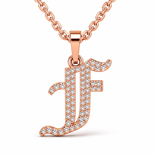 High Quality 925 <b>Silver</b> Rose Gold Finish <b>Initial</b> <b>Pendant</b> A To Z Alphabet CZ Necklace Jewelry - Product Image 2