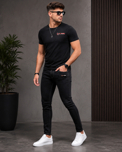 FLY HUMBLE SPORTSWEAR Jeans d'été pour hommes 100% Coton Biologique, coupe formelle, taille mi-haute, coupe droite, grandes tailles, mode garçons - Product Image 4