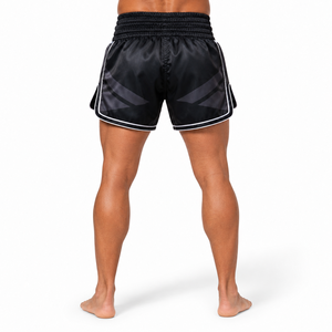 Shorts de boxeo Muay Thai negros para hombre, con estampado por sublimación, transpirables, para MMA, de corte regular, para adultos. - Product Image 5