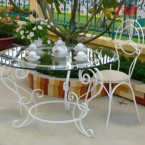 Decorative Wrought Iron <b>Table</b> <b>Set</b> Luxury Outdoor Dining Furniture for Villas Hotels and Garden Landscapes - Product Image 1