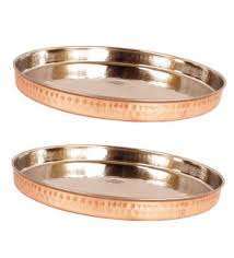 Handmade Copper Steel Thali by Wholesale Manufacturer Hammered Design Plate for Wedding & Dinner Glass & Steel Bowl <b>Set</b> - Product Image 2