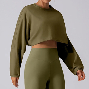 T-shirt court à manches longues surdimensionné pour femme, de haute qualité, tendance, personnalisé et respirant - Product Image 1