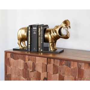 New design Brass Hippo Bookend Set 2 Piece Black Metal <b>Decorative</b> Animal <b>Book</b> Holder Modern Desk Organizer Home Office Shelf New - Product Image 3