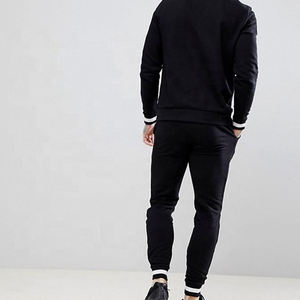 Men Black Sweatshirt Tracksuit <b>Set</b> Crew Neck Pullover <b>Jogger</b> Pants Two Piece Casual Sportswear Slim Fit <b>Matching</b> Outfit - Product Image 2