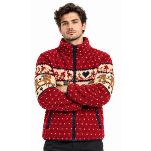 Hot Sale Red Fleece Jacket Printed <b>Animal</b> <b>Pattern</b> Zipper Stand Collar Winter Casual Thick <b>Knitted</b> Outerwear Sherpa Fleece Jacket - Product Image 5