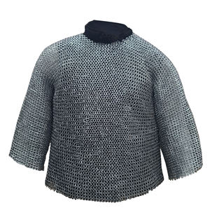 เสื้อเกราะแฮนด์เมด แขนครึ่ง ทำจากเหล็กกล้าอ่อน ขนาด 0.9 มม. แบบวงแหวนติดหมุดแบน ชุดเกราะอัศวินยุคกลาง สำหรับการแสดงบทบาทสมมติ คอสเพลย์ - Product Image 1