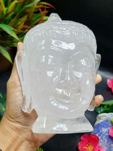 Cabeza de Buda Tallada en Cuarzo Transparente: Maestría Meditativa y Brillo Espiritual - Product Image 4