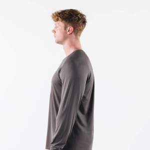 Camiseta de Manga Larga para Hombre, Cuello Redondo, Corte Regular, Color Sólido, Informal, de Algodón Tejido Transpirable - Product Image 2