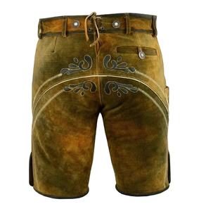 Men's Bavarian Real Leather Trachten Shorts Embossed Button Decorated Mid Waist Knee Length - Product Image 4