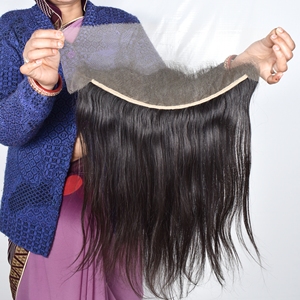 Extensions de cheveux humains indiens Remy 13x4 Frontal non traités, cuticules alignées, double trame machine, à clipser, tissage naturel, cheveux profonds - Product Image 3