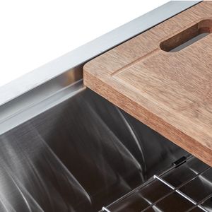 Lavello da cucina da incasso da 30 pollici in acciaio inossidabile 304, a vasca singola, stile Farmhouse, con bordo e un foro, per applicazioni da laboratorio - Product Image 5