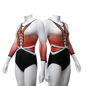 Justaucorps de gymnastique pour filles, manches longues, imprimé par sublimation, strass, tenue de danse de ballet, combinaison d'entraînement - Product Image 3
