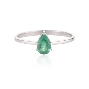 18K White Gold Emerald Statement <b>Ring</b> for Women Natural Cut Stone <b>Resizable</b> - Product Image 1