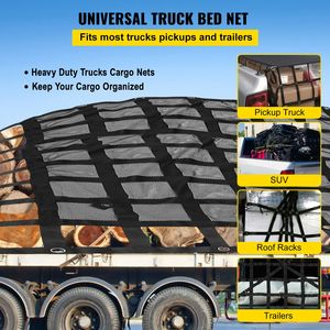 Rete da carico resistente 2,4 m x 2,05 m con maglia per pianale di pickup, accessori per il controllo del carico con fibbie a camma e ganci a S incrociati - Product Image 2
