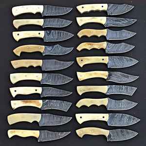 LOTE 20 Piezas 8 Pulgadas Hermoso Cuchillo de Acero Damasco Skinner Mango de Hueso Grabado Hecho a Mano Incluye Hoja de Cuero OEM - Product Image 3