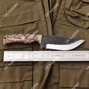 Hand Forged High Carbon Steel Drop Point Fixed Blade Multi-Functional Outdoor Knife <b>Pine</b> Cone <b>Resin</b> Handle Leather Sheath OEM - Product Image 5