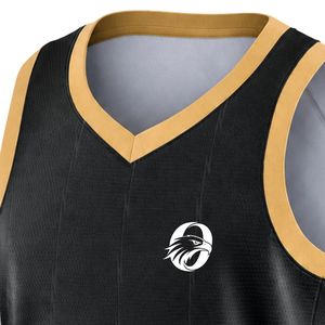 Black <b>Gold</b> Basketball Jersey for Men Sleeveless Team <b>Shirt</b> Lightweight Breathable Athletic Sportswear Competition Game Uniform - Product Image 3