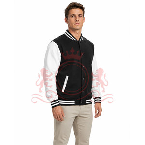 Modern Black <b>White</b> Letterman <b>Jacket</b> Classic Button Front Contrast Sleeves Comfortable Fit Casual Fashion Wear - Product Image 2