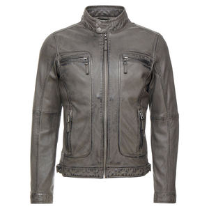 Chaqueta de Cuero Color Bronceado para Hombre TANVEX, Ecológica, con Cuello Alto, Bolsillos con Cremallera, Forro de Poliéster, Corte Ajustado, Informal para Invierno - Product Image 6