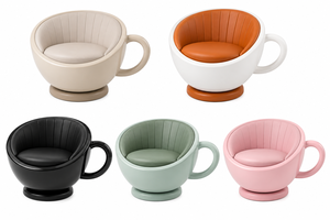 Fauteuil de salon moderne en forme de tasse à café, fauteuil d'appoint luxueux rembourré pour salon, hôtel, café - Product Image 6