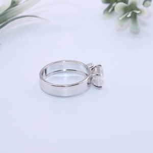 Luxury Solid White Gold <b>Mens</b> Lab Diamond <b>Ring</b> East West Emerald Cut Bezel Round Two Stone Band Fine Jewelry - Product Image 3