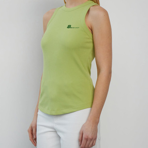 Camiseta sin mangas de punto acanalado transpirable para mujer, estilo casual, de algodón, longitud regular, ideal para verano. - Product Image 6