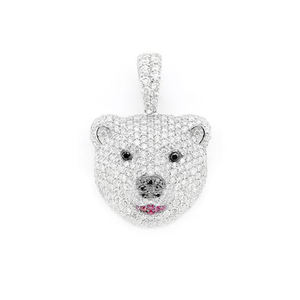 Colgante de Cabeza de Oso Polar Personalizado, Joyería Fina de Moda Hip-Hop, Plata 925, Corte Brillante Natural, Chapado en Oro Blanco - Product Image 1