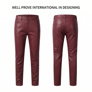 Pantalon en cuir PU léger de qualité supérieure 450 GSM Marron Caramel avec empiècements aux genoux Logo personnalisé en relief Séchage rapide Respirant Homme - Product Image 2