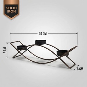 KHOOSI OVERSEAS Golden Brass Candle Stand Three <b>Glass</b> Holders Heat Resistant Eco-Friendly for Home Decoration Durable Design - Product Image 2