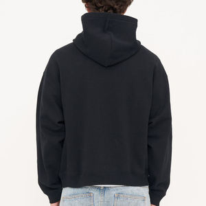 Sudadera con Capucha Negra Extra Grande para Hombre, Color Sólido, Tejido de Algodón, Corte Casual, Largo Regular, Diseño con Bolsillos, Ropa de Otoño - Product Image 2