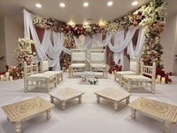 Ensemble de chaises de mandap pour mariage indien Gujarati, modernes, simples, élégantes, détachables, chaises en bois Sankheda royales pour événements aux États-Unis