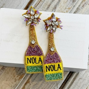 Lightweight Handmade Beaded Wing Earrings Crystal & <b>Sequin</b> Embroidered Statement Earrings for Women and Girls Mardi Gras Festive - Product Image 3