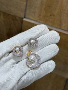 Ensemble de pendentifs en perles plaqué or avec diamants américains et CZ AAA de qualité supérieure pour mariée, bijoux de mode en gros - Product Image 3