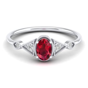 Bagues de fiançailles REYES en argent sterling 925 avec rubis ovales de 0,5 carat pour femmes, cadeaux d'anniversaire, vente en gros - Product Image 5