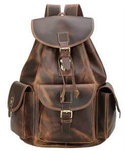 genuine leather laptop <b>backpack</b> handmade durable vintage stylish secure padded compartment spacious unisex travel <b>college</b> - Product Image 1