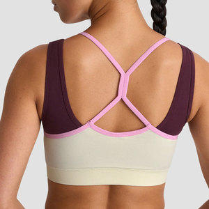 Haut de sport côtelé pour femme, conception double couche, dos croisé, coupe ajustée, respirant, anti-transpiration, haute résistance - Product Image 2