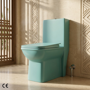 โถสุขภัณฑ์แบบชิ้นเดียวทันสมัย สีเขียวด้าน ระบบชำระล้างแบบ Washdown ฝาปิด PP สำหรับโครงการต่างๆ - Product Image 2