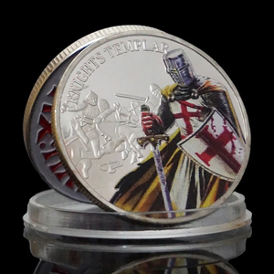 Moneda Conmemorativa Personalizada de los Caballeros Templarios en Tono Plateado, Cruz Roja, Tema Medieval, Recuerdo Coleccionable, Regalo - Product Image 2